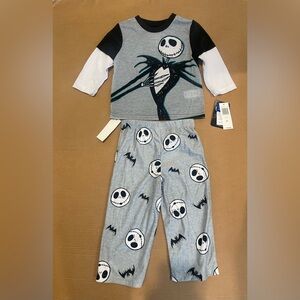 Disney Gray and Black Skeleton Pajama Set